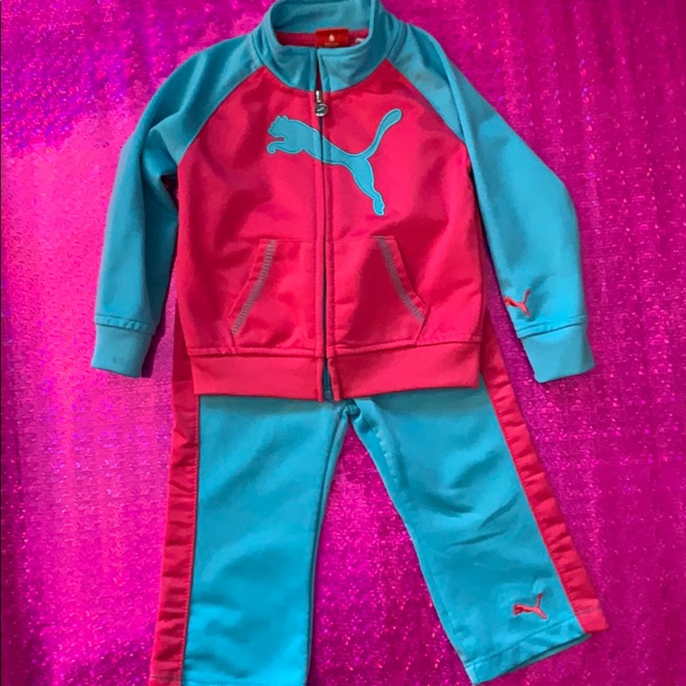 Pink and Blue Puma Track Suit